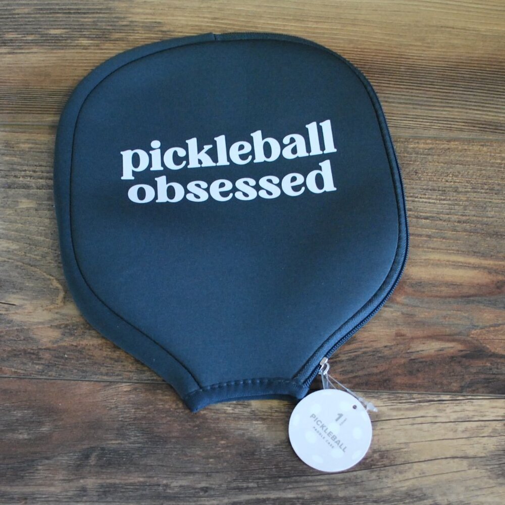 Pickleball Obsesses Zip up Racket Cover Gray/White OS